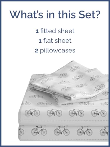 Image of Kids Full Size Bikes Bed Sheets - 4 Piece Kids Bikes Sheet Set