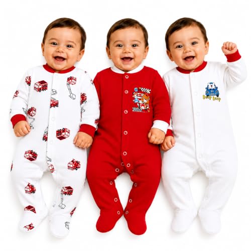 Image of EIO 100% Cotton Baby Rompers Sleepsuits Jumpsuits Night Suits for Newborn Baby Boys & Girls | Soft Infant Bodysuit | Pack of 3 Kids Rompers