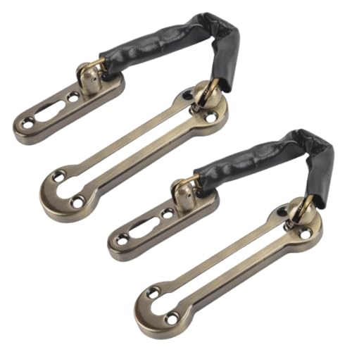 Door Chain Lock, 2 Stück Türgriffkette mit Kratzschutz, Türkette Sicherheitsschloss, Edelstahl Türkettenschloss für Hotel, für Haustür und Wohnungstür, mit Kindersicherung geeignet, Bronzefarbe