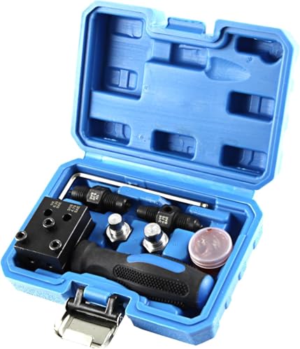 IVhomeshop Handheld Double Brake Flaring Tool Kit Brake Pipe Flaring Tool 3/16 SAE and 1/4 SAE 45 Degree Flare for Vehicle Brake Lines Repairing (With box)