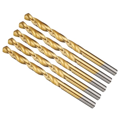 METALLIXITY Drill Bit (9/32) 5Pcs 4241 High-Speed Steel Straight Shank Titanium Nitride (TiN) Coated 118 for Wood Plastic Iron Copper Aluminum Low Soft Metal