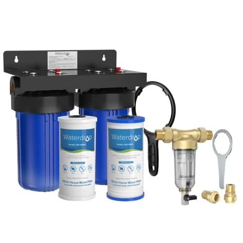 Waterdrop WHF21-PG 2-Stage Whole House Water Filter System, with RPFK Spin Down Sediment Filter, Bundle