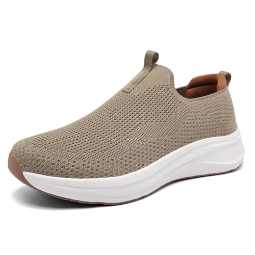 Image of Men's Wide Non-Slip Walking Shoes Lightweight Breathable Knit Casual Sneakers Slip On Athletic Shoes Ultra Comfort Durable
