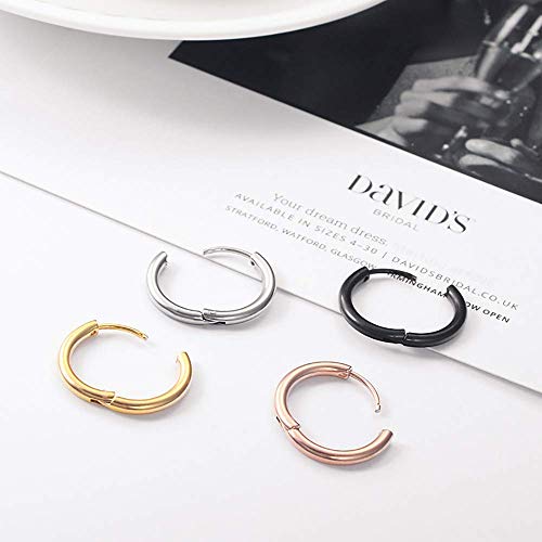 Image of 316L Surgical Stainless Steel Huggie Hoop Earrings 6mm 8mm 10mm 11mm 12mm 14mm Hypoallergenic Earrings Ring Cartilage Helix Lobes Hinge Sleep Earrings for Men Women