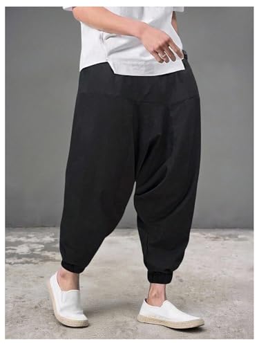 SOLY HUX Men's Harem Pants Drawstring Elastic Waist Baggy Pants Hippie Trousers with Pockets Streetwear4