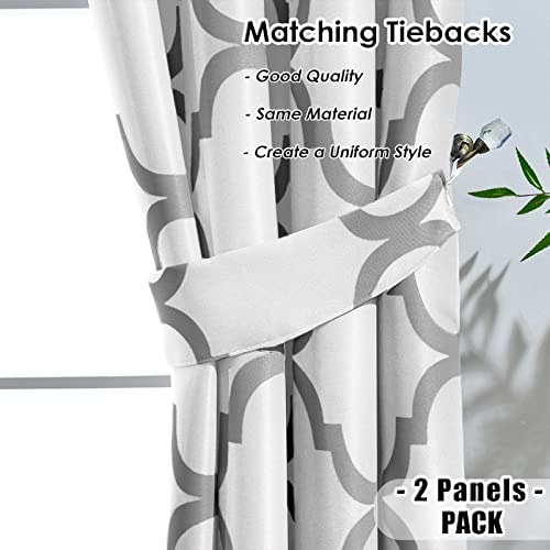 Melodieux Moroccan Printed Room Darkening Blackout Grommet Curtains for Living Room Bedroom, 52 by 72 Inch, Off White/Grey (2 Panels) by Melodieux - Image 6
