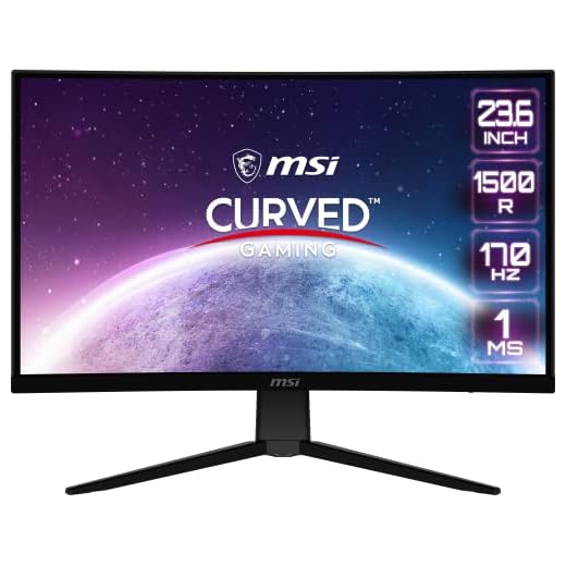 MSI G242C, 24" Curved Gaming Monitor, 1920 x 1080 (FHD), VA, 1 ms, 170 Hz, FreeSync Premium, HDMI, DP Port, Tilt,Black