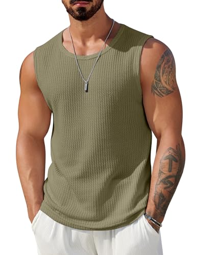 COOFANDY Men Waffle Knit Tank Top Casual...