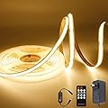 AXMOTUT COB LED Strip Light Warm White, High Bright LED Strips with 2400LEDs, RF Remote and UL Power Supply, 3000K Dimmable LED Lights for Bedroom, Kitchen, DIY Home Decoration