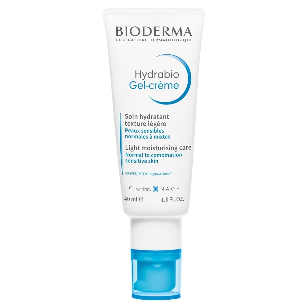BiodermaHydrabio Face Cream, Gel Cream Moisturizer, Provides Radiance, Lightweight Face Moisturizer for Normal to Combination Sensitive Skin, 1.33 Fl Oz (Pack of 1)
