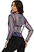Women's Metallic Tops Long Sleeve See Through Blouse Casual Loose Sheer T Shirts for Party (PurpleBlue Metallic,XL)