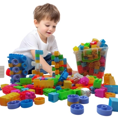 Image of Building Block Assembly Toy Set with Storage Container, 200 Pcs, 3+ Yrs
