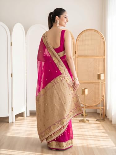 AKHILAM pink silk ghungroo saree – image 2