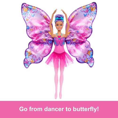 Barbie Fantasia, Boneca Bailarina e Borboleta com Transformação 2 em 1, Para crianças a partir de 3