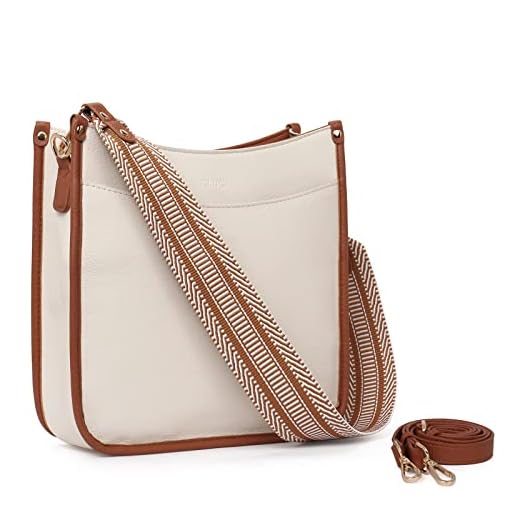 CLUCI Bolsa tiracolo feminina moderna bolsa de ombro de couro vegano para mulheres com alça ajustável, B4-bege com marrom, Medium, Transversal