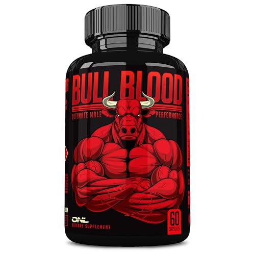 Bull Blood Testosterone Booster for Men – Testosterone Supplement for Stamina & Endurance – Maca Root, Horny Goat Weed, Tribulus Terrestris Extract & Tongkat Ali – Male Enhancing Supplement – 60 Ct