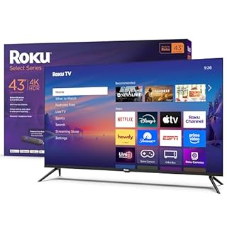Roku Smart TV 2025 – 43-Inch Select Series, 4K HDR TV – RokuTV with Enhanced Voice Remote – Flat Screen LED Television with Wi-Fi for Streaming Live Local News, Sports, Family Entertainment