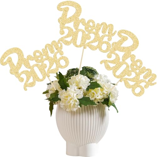 Gyufise 12Pcs Prom 2026 Centerpiece Sticks Prom Night Party 2026 Graduation Table Flower Sticks Class of 2026 Floral Decorations for 2026 Graduation Prom Party Supplies Gold