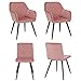 Produktbild Duhome 4er Set oder 6er Set Esszimmerstühle aus Stoff (Samt) Farbauswahl Retro Design Polsterstuhl und Armlehnstuhl Stuhl mit Rückenlehne Sessel Metallbeine 8058+8043L, Farbe:Pink, Material:Samt