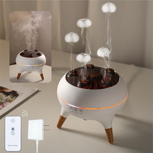 AChoice4U Essential Oil Diffuser 250ML Dancing Jellyfish Aromatherapy Diffuser Humidifier with 7 Colors LED Lights Remote Control Plug in for Bedroom Office (White)