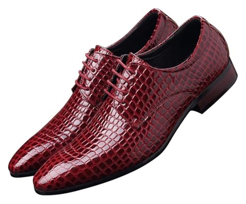 Men's Oxfords Crocodile Pattern Patent Leather Wedding Prom Formal Dress Casual Shoes for Men