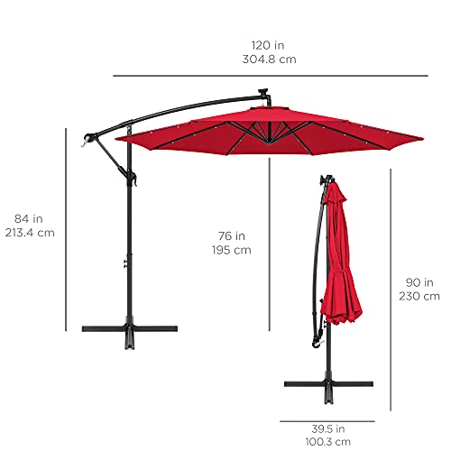 Best Choice Products SKY5711 10Ft Solar Led Offset Hanging Market Patio Umbrella For Backyard, Poolside, Lawn And Garden W/Easy Tilt Adjustment, Polyester Shade thumb #6