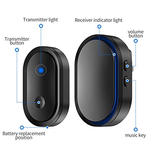TONONE Bem-vindo campainha sem fio impermeável 300M controle remoto 2 botões 6 receptor luz LED inte