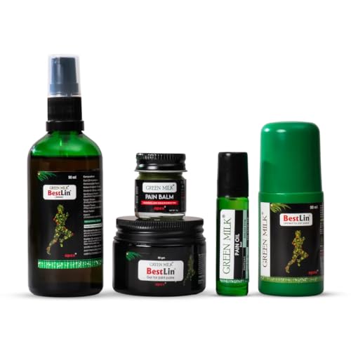 Image of Green Milk BestLin Pain Relief Combo Pack | Ayurvedic Gel, Oil, Balm, Roll-On & Spray, 5-in-1 Pack