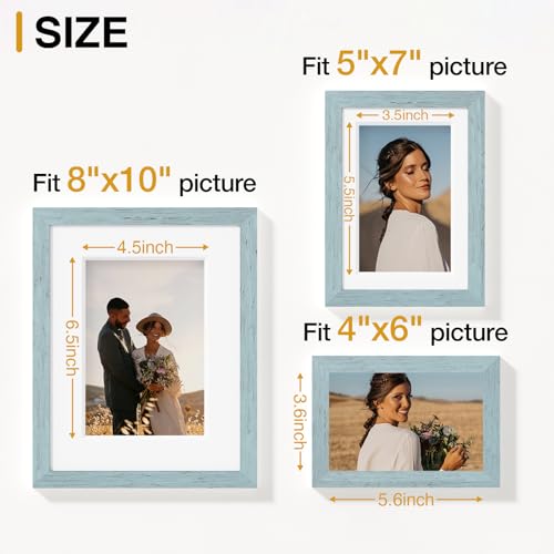 Image of Vittanly 15 Pack Picture Frames Collage Wall Decor for Mounting or Tabletop Display, Gallery Frame Set for Family, Multi Sizes Including 3pcs 8x10, 6pcs 5x7, 6pcs 4x6, Rustic Blue