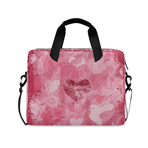 Abstract Pink Love Heart Laptop Shoulder Bag Notebook Computer Handbag Sleeve Table Carrying Case Messenger Bags Fits 15.4 In fo