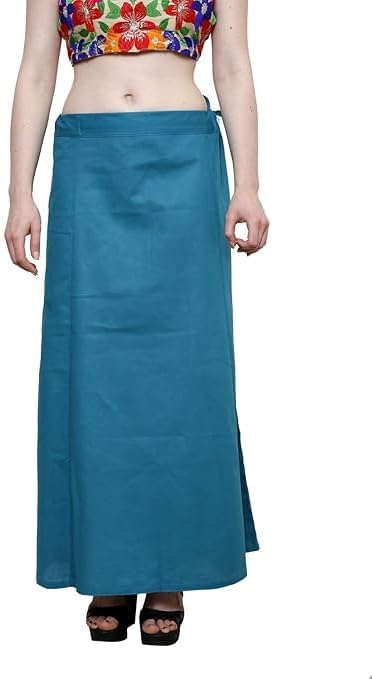 Raayan Women's Cotton Inskirt Saree Petticoats/Underskirt Solid Plain Readymade Ethnic Indian Stitched - Waist Adjustable (8 Kali/Parts)
