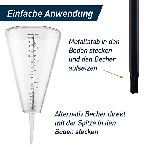 Foto von geoself Regenmesser mit Erdspieß für den Garten – Niederschlagsmesser
