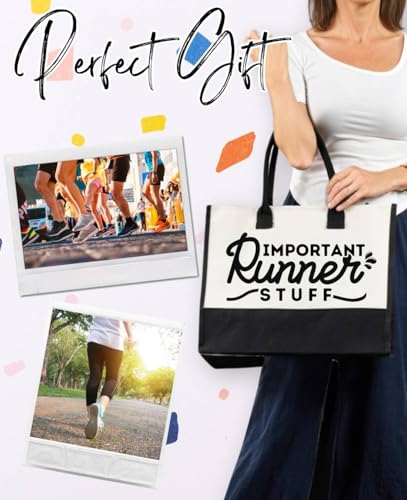 Image of InnoBeta Runner Gifts Canvas Tote Bag with Top Zipper Closure and Shoulder Strap for Birthday, Mother's Day, Christmas