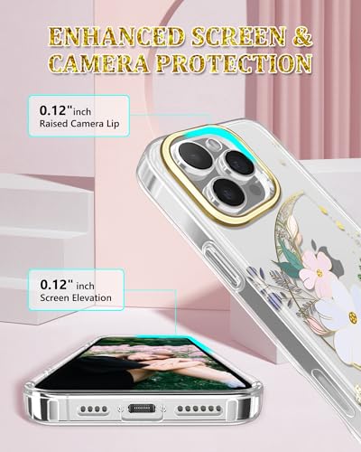 Coque iPhone 16 Pro Max fleur et lune accessoire tendance soirée et bureau - 4