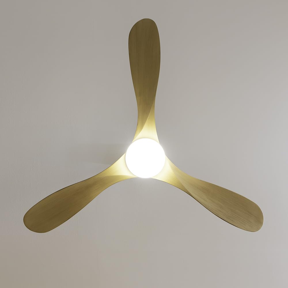Cecotec Ventilatore da soffitto EnergySilence Aero 5290 Golden Pro. 35 W con motore DC e 52” e luce LED, 5 velocità di funzionamento, altezza di 15 cm o 25 cm, funzione estate/inverno