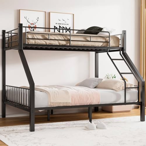 Mixcous Twin XL Over Queen Bunk Bed, Heavy Duty Bunk...