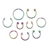 Healvian 2 Series Anillos para Nariz Inoxidable Pendientes De Cartílago Y Joyería De Piercing para Mujeres Y Niñas 9 Piezas*2