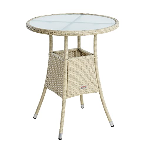 ESTEXO Polyrattan Beistelltisch Gartentisch Rattan Tisch Balkontisch...