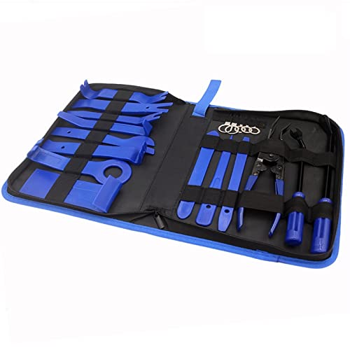VNNHGB DIY Tool Kit Car Removal Tool Kit Interior Door Audio Trim Removal Hand Interior Pry Repair Tool Tool Sets (19pcs blue)
