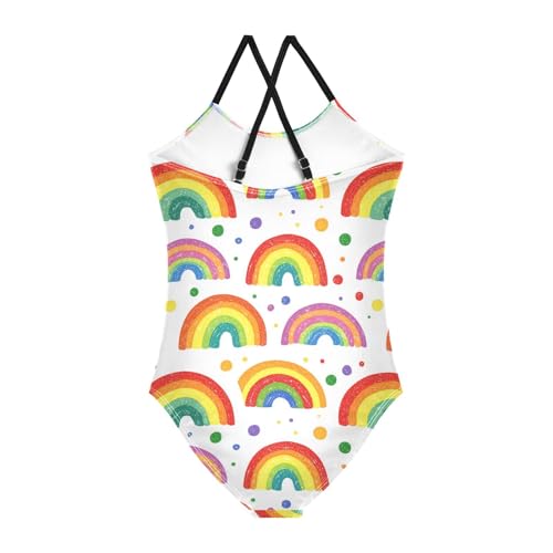 Rainbow Polka Dots Girls Swimsuit One Piece Bathing Suit for Baby Girls' Swimwear 3T2