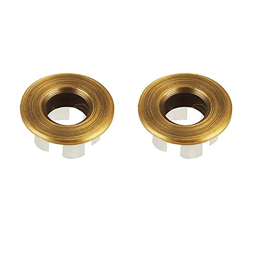 Sink Basin Trim Overflow Cover Brass Insert in Hole Round Caps Antique Brass 2 PCS