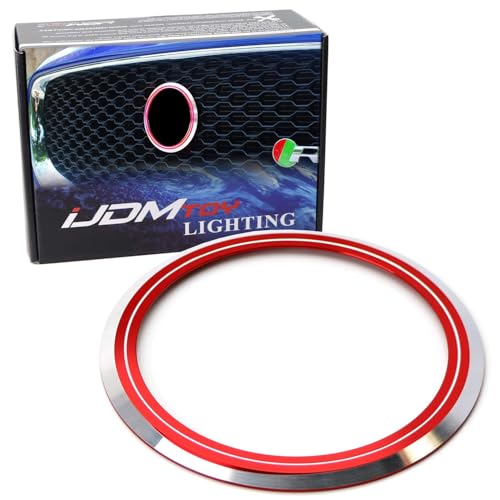 iJDMTOY Red Aluminum Surrounding Decoration Ring Trim Compatible with Jaguar F-Pace E-Pace XE XF XJ Front Grille Feline Emblem