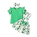 Tenues de la Saint-Patrick pour bébés filles Hauts à volants pour bébés T-shirt à manches courtes + jupe trèfle à bretelles + bandeau Ensemble de vêtements d'été Vert 1 90 18-24 mois