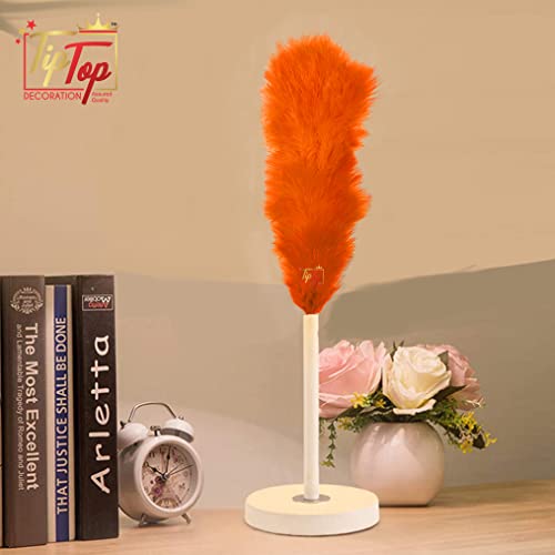 Image of Fluffy Natural Dyed Feather Kalgi Kalangi Stick for Craft (7-8 Inch) (Saffron, Pack of 5 Pcs)
