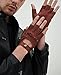 YISEVEN Men's Motorcycle Driving Fingerless Leather Gloves Unlined Classic Soft Sheepskin 1/2 Half Finger Button Punk Cycling Fitness Texting Warm Dress Winter Gift, Dark Cognac 9.5