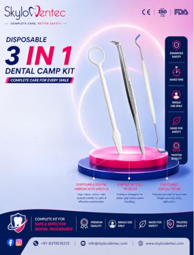 Image of Dental Disposable Sterile 3in1 (Mirror, Probe, Tweezer)