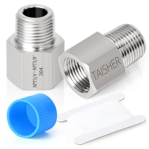 TAISHER 2PCS Forging of 304 Stainless Steel Pipe Fitting, Reducer Adapter, 3/8-Inch Male Pipe x 3/4-Inch Female Pipe
