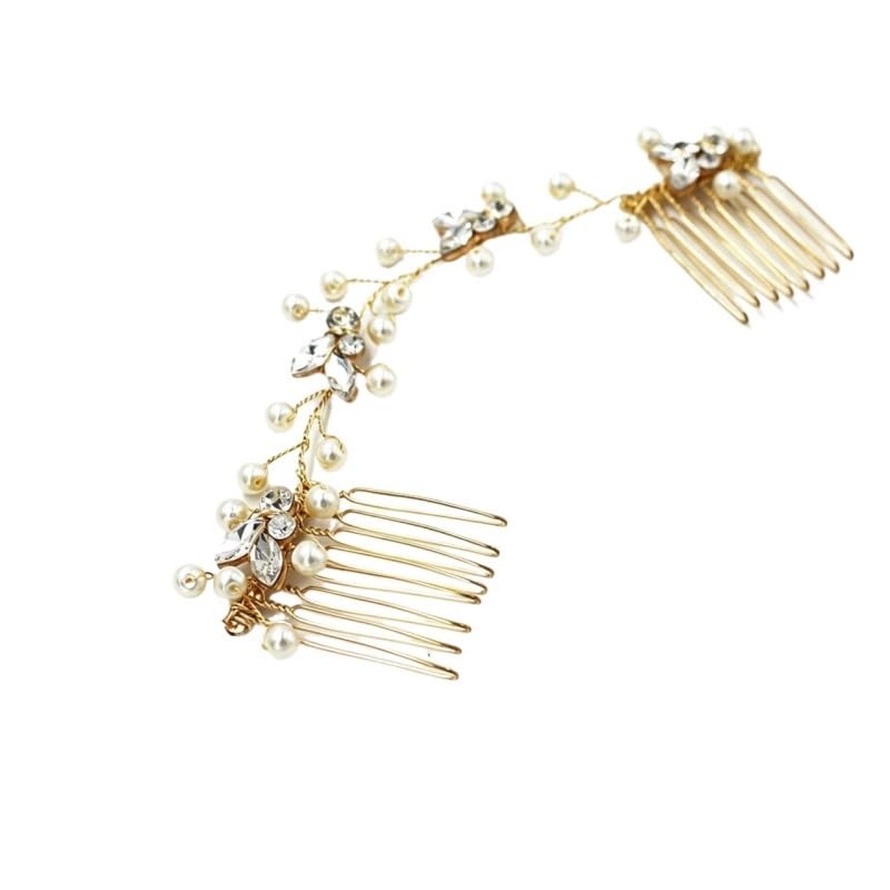 Handmade Pearl Marquise Rhinestone Hair Comb image 2