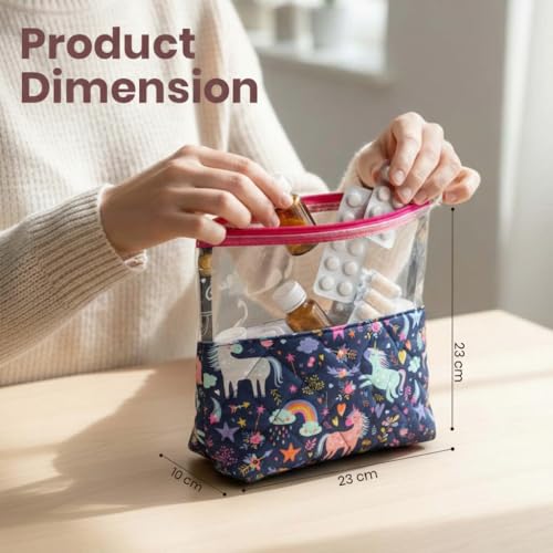 Image of Medicine Kit Organizer | Multipurpose All-in-One Compact, Foldable, Durable, Lightweight, Waterproof, Bag | Travel Friendly Pouch | Ideal for Stationary, Diaper (Fairy Tale Print)