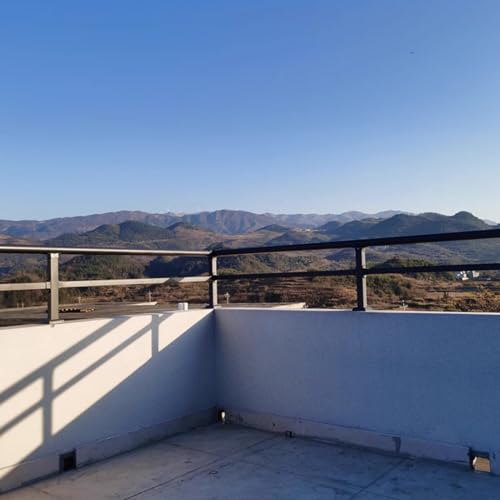 Barandilla Exterior para Terraza Patio Balcón Pasamanos Escalera Acero Galvanizado Vallas Decorativa para Jardín con Postes y Puntales Horizontales Recubrimiento Impermeable Negro(H 50 cm/19.7 in,L 40